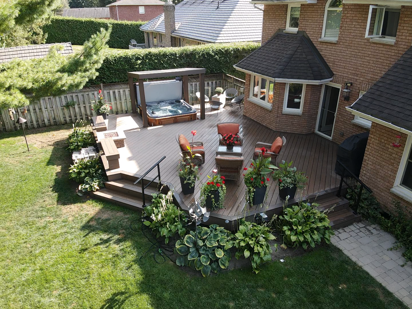 Composite decking boards installed