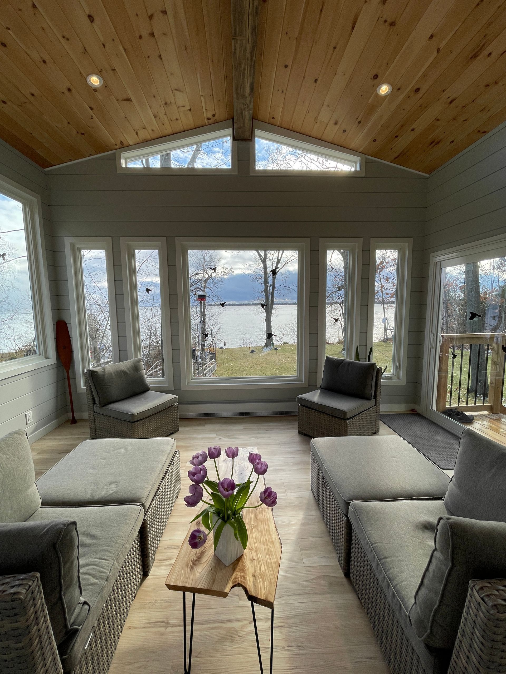 Sunroom overlooking water
